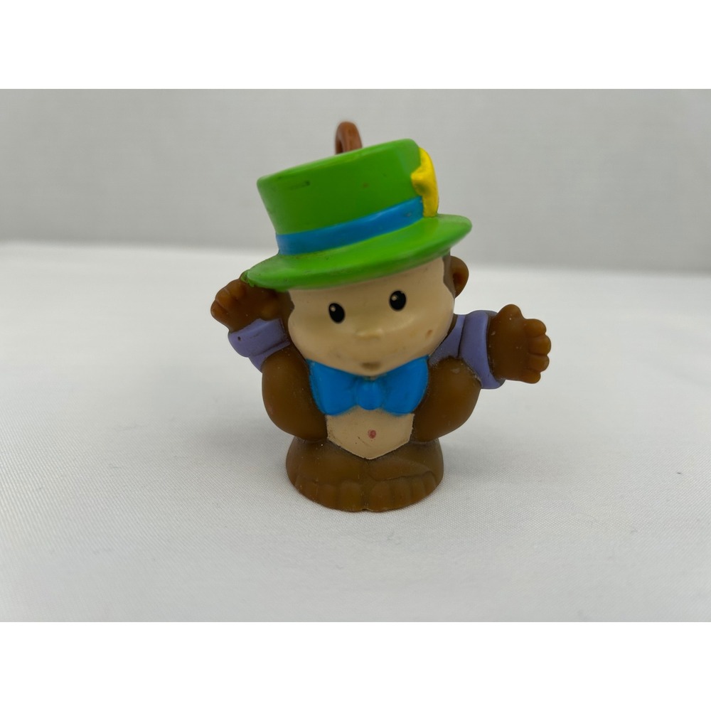 Vintage Fisher Price Little People Circus Monkey Ringmaster Green Hat Star